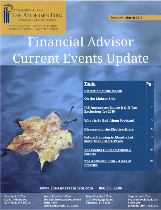 Financial Advisor Current Events Update Jan-March 2015