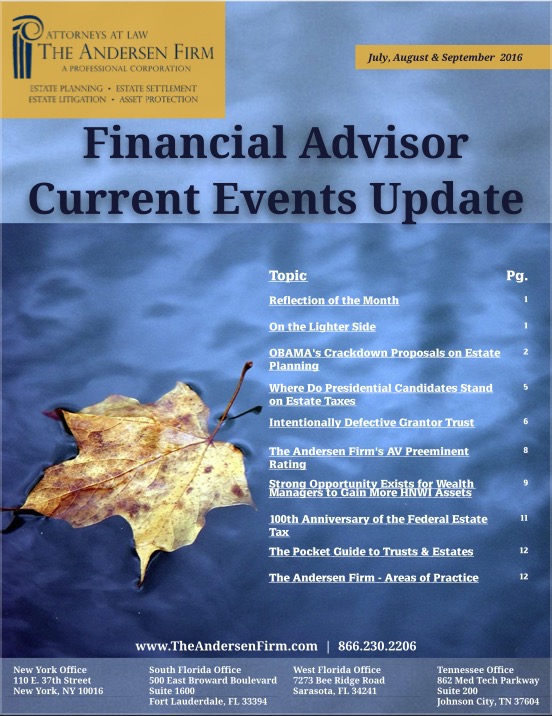 Financial Advisor Current Events Update July-Aug-Sept 2016