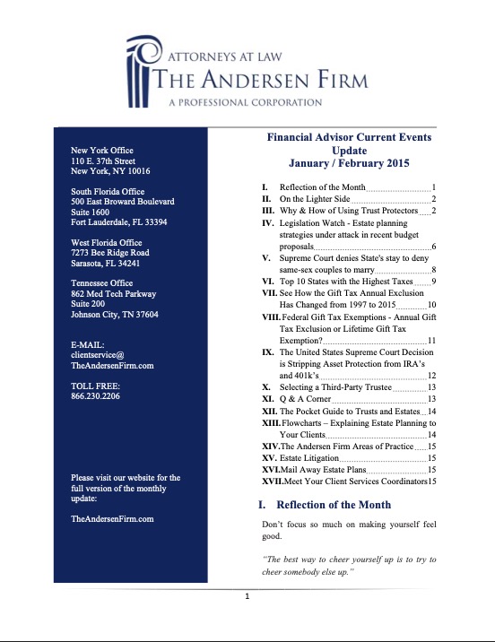 Financial Advisor Current Events Update Jan-Feb 2015