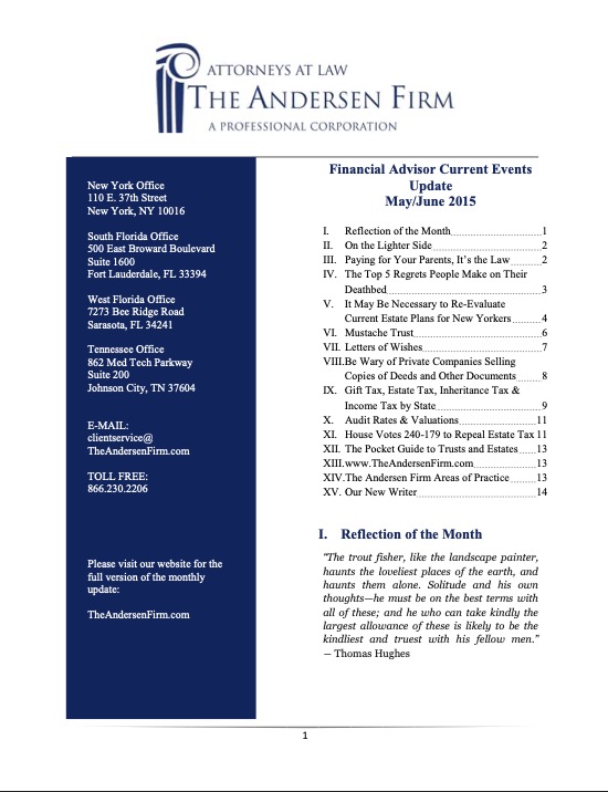 Financial Advisor Current Events Update May-June 2015